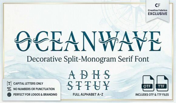 Ocean Wave Monogram Font